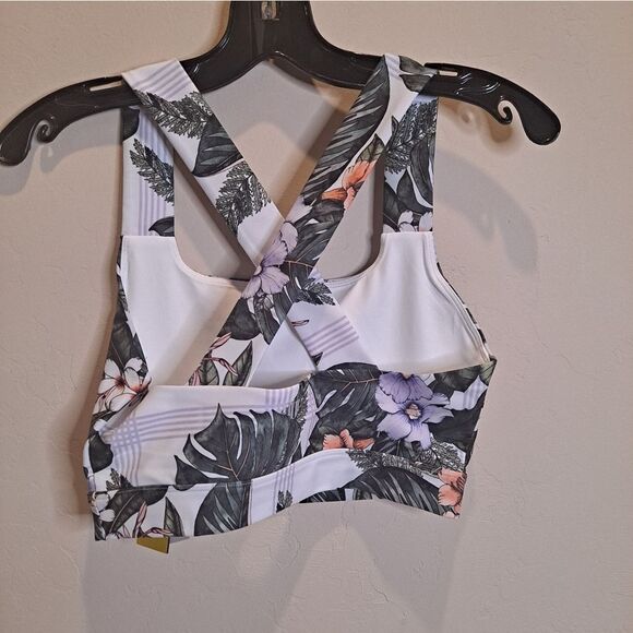 EleVen by Venus Williams White and Green Sports Bra with Tropical Print … - Picture 4 of 11
